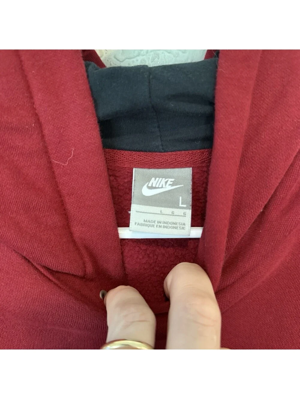 Vintage 90s/00s RARE Nike Embroidered Swoosh Pullover Red Hoodie Size Mens Large